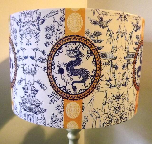 Blue Dragon Lampshade Vintage Chinese Style Light Shade - image 1