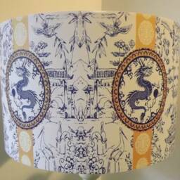 Blue Dragon Lampshade Vintage Chinese Style Light Shade - thumbnail 3