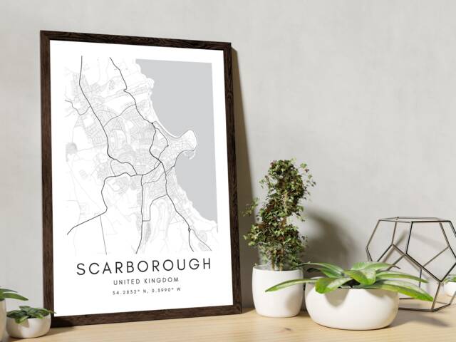 Scarborough Map Print Minimalist UK Travel Art - image 1