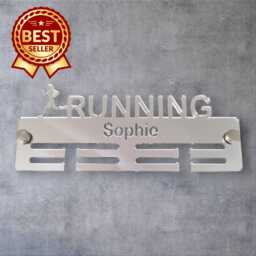 Running Lady Medal Hanger - Mirror Colours, Custom Name & Colour