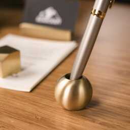 Solid Brass Pen Pot - Modern Desk Accessory - thumbnail 2