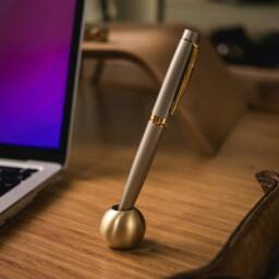 Brass Pen Pot/Holder Sign Pencil Office Accessory Desk Modern Decor Nest Stationery - thumbnail 3