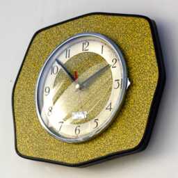 Retro Yellow Wall Clock - 26cm New Handmade Formica Style Mid Century Vintage French Gift Off The Clocks - thumbnail 2