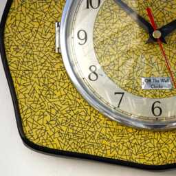 Retro Yellow Wall Clock - 26cm New Handmade Formica Style Mid Century Vintage French Gift Off The Clocks - thumbnail 4