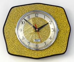 Retro Yellow Wall Clock - 26cm New Handmade Formica Style Mid Century Vintage French Gift Off The Clocks
