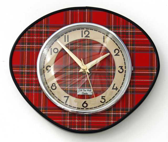 Tartan Wall Clock - New 25cm Handmade Mid Century Style Retro Vintage French Gift Off The Clocks - image 1