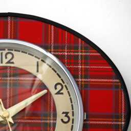 Tartan Wall Clock - New 25cm Handmade Mid Century Style Retro Vintage French Gift Off The Clocks - thumbnail 3