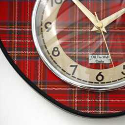 Tartan Wall Clock - New 25cm Handmade Mid Century Style Retro Vintage French Gift Off The Clocks - thumbnail 4
