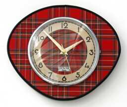 Tartan Wall Clock - New 25cm Handmade Mid Century Style Retro Vintage French Gift Off The Clocks - thumbnail 1