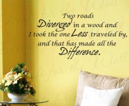Two Roads Diverged Wood Robert Frost Inspirational Motivational Wall Decal Quote Vinyl Sticker Art Lettering Decor Saying Decoration In56 - thumbnail 1