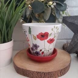 Lovely Poppy & Wildflower Decoupaged Terracotta Plant Pot. Available in Two Sizes - thumbnail 2
