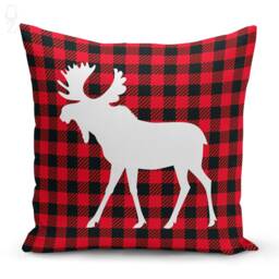 Christmas Pillow Covers With 4 Pattern Options - Reindeers Tartan Double Sided Printing On The Chenille Different Sizes - thumbnail 2