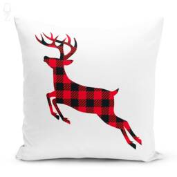 Christmas Pillow Covers With 4 Pattern Options - Reindeers Tartan Double Sided Printing On The Chenille Different Sizes - thumbnail 3