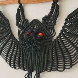 Macrame Hanging Bats, Black Decor, Wall Hanging, Bats Halloween, Spooky Decoration, Witchy Home, Gothic Gifts For Witches I22 - thumbnail 4