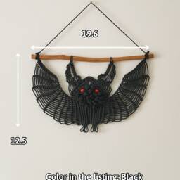 Macrame Hanging Bats, Black Decor, Wall Hanging, Bats Halloween, Spooky Decoration, Witchy Home, Gothic Gifts For Witches I22 - thumbnail 3