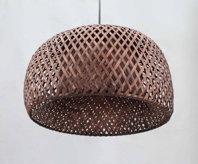 Handwoven Bamboo Pendant Light Rustic Chandelier Lighting - image 1