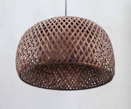 Handwoven Bamboo Pendant Light Rustic Chandelier Lighting - thumbnail 1