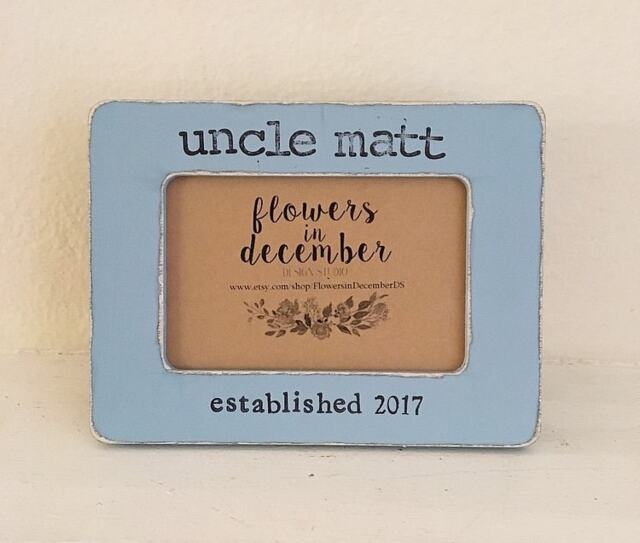Personalized Uncle Picture Frame Hand Stamped, Distressed Wood - image 1