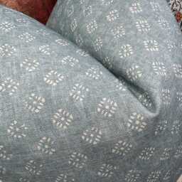 Duck Egg Cushion Cover, Cotton Linen Blend Pillow Cover - Double Sided Natural Home Decor John Lewis Trace Wood Block Fabric - thumbnail 3
