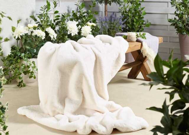 Handmade Cream Faux Fur Throw - Vegan Suede Blanket - image 1