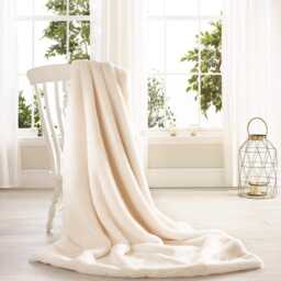Handmade Cream Faux Fur Throw - Vegan Suede Blanket - thumbnail 2