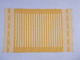Multiple Sizes Yellow & White Stripes Handmade Cotton Rug Dhurrie - Colour - thumbnail 1