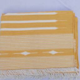 Multiple Sizes Yellow & White Stripes Handmade Cotton Rug Dhurrie - Colour - thumbnail 4