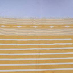 Multiple Sizes Yellow & White Stripes Handmade Cotton Rug Dhurrie - Colour - thumbnail 3