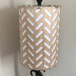 Laser-Cut Wood & Canvas Lampshade in Maple - Dash Mesh Design Available Bamboo, Mahogany, Walnut, Zebrawood & More - thumbnail 2