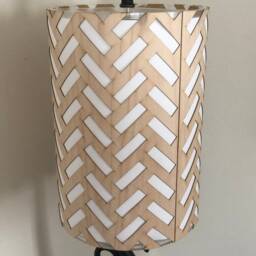Laser-Cut Wood & Canvas Lampshade in Maple - Dash Mesh Design Available Bamboo, Mahogany, Walnut, Zebrawood & More - thumbnail 4