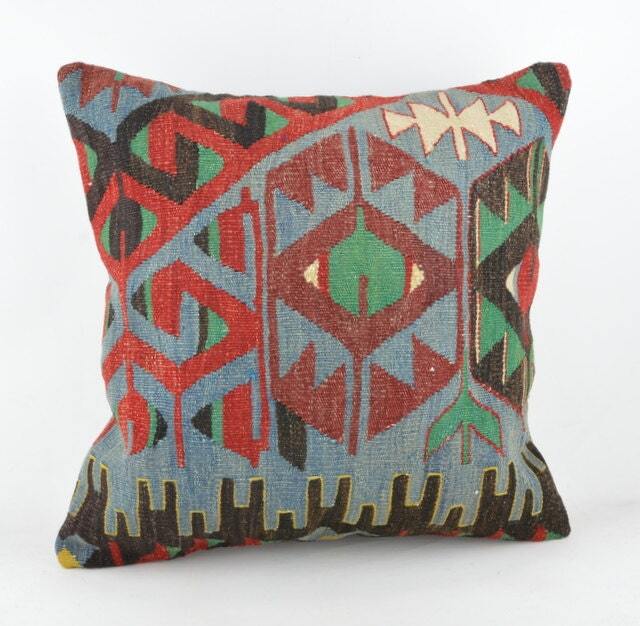 "Kilim Pillow, Wool Kilim Pillow From Anatolia 60x60 cm, 24""x24" - image 1