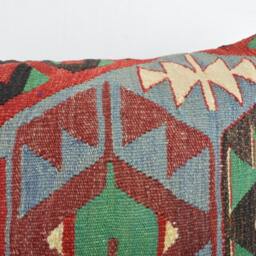 "Kilim Pillow, Wool Kilim Pillow From Anatolia 60x60 cm, 24""x24" - thumbnail 3
