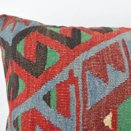 "Kilim Pillow, Wool Kilim Pillow From Anatolia 60x60 cm, 24""x24" - thumbnail 2