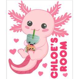 Axolotl Wall Sticker - Holding Boba Personalised Art - thumbnail 3