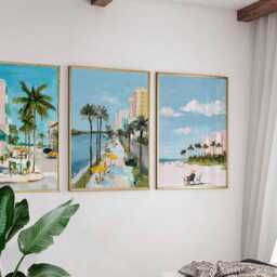 Set Of 3 Sarasota Posters, Florida Travel Prints, Coastal Wall Art Sets, Beach Decor Sunshine State Print - thumbnail 3