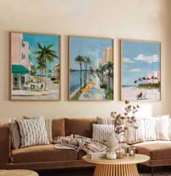 Set Of 3 Sarasota Posters, Florida Travel Prints, Coastal Wall Art Sets, Beach Decor Sunshine State Print - thumbnail 1