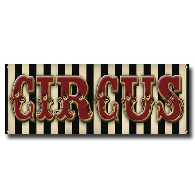 "Circus Black & Cream Stripes Reproduction Metal Sign Size 16""x 6"