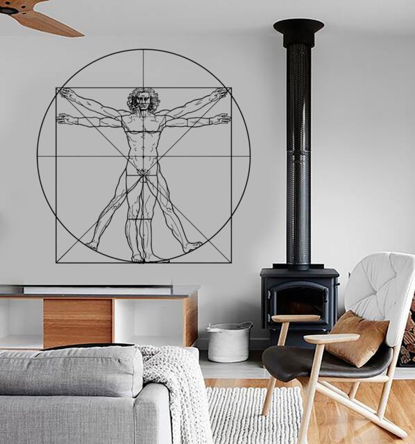 Wall Vinyl Art Leonardo Da Vinci Vitruvian Man Amazing Living Room Decor 1308Dz - image 1