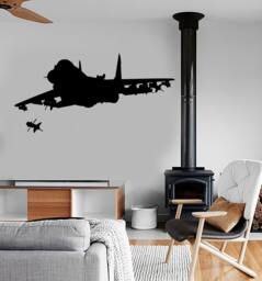Wall Vinyl Jet Fighter Firing Missile Guaranteed Quality Decal Mural Art 1666Dz - thumbnail 1