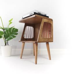 Handmade Birch Plywood Record Player Stand, Mid-Century Modern Vinyl Storage, Turntable Stand - thumbnail 3