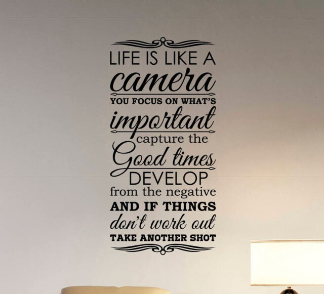 Life Is Like A Camera Wall Decal Vinyl Sticker Quote Gift Lettering Photography Inspirational Art Bedroom Motivational Decor Hq38 - image 1