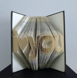 Unique Boyfriend/Girlfriend Gift - Paper Anniversary Folded Book Sculpture Wedding Present Altered Recycled - thumbnail 1