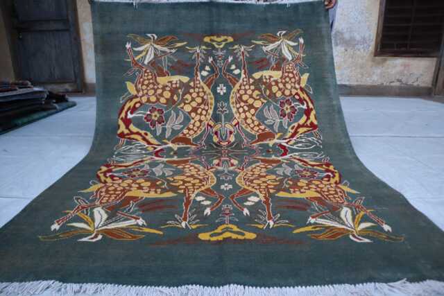 5x7 Ft Kazak Pictorial Art Area Rug, Afghan Hand Knotted Rug, Medallion Geometric Home Decorative Rug - image 1