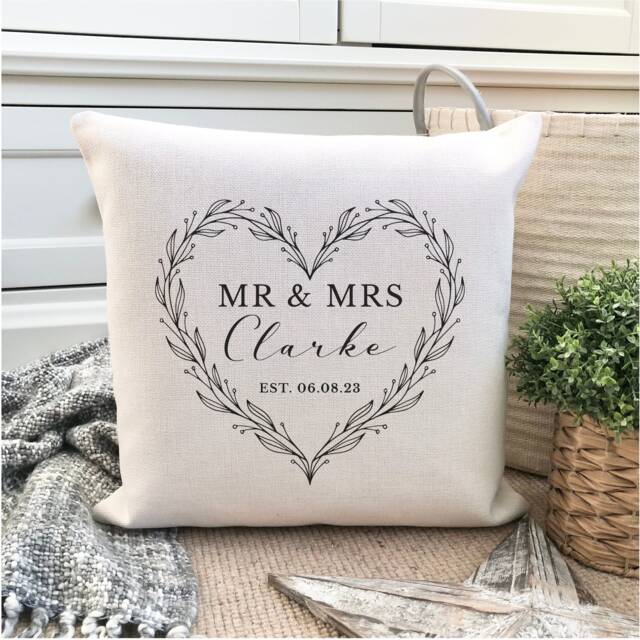 Personalised Mr & Mrs Cushion, Wedding, Anniversary - image 1