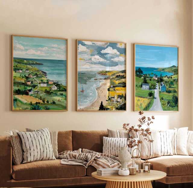 Set Of 3 Cornwall Posters, England Travel Prints, Wall Art Set, Coastal Landscape Seaside Decor Beach Poster Sets - image 1