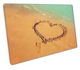 Beach Heart Canvas Print Ready To Hang Wall Art For Home Office Decor - thumbnail 1