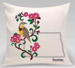 North Dakota Western Meadowlark & Prairie Rose Medley. Embroidered With Feather Insert - thumbnail 1