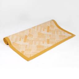 Mustard Yellow Cotton Rug, Stripe Print, Mid Century Modern, Sizes Available - thumbnail 2
