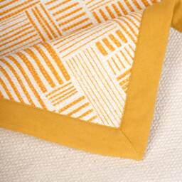 Mustard Yellow Cotton Rug, Stripe Print, Mid Century Modern, Sizes Available - thumbnail 3