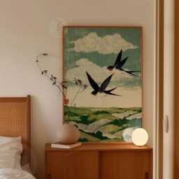 Swallow Bird Poster Print - Vintage Countryside Landscape Wall Art Woodcut Style Nature Illustration - thumbnail 2